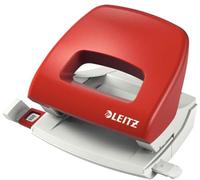 Leitz Perforatrice Petite Taille Sans Effort, Capacité 16 Feuilles, Rouge, Métal, Réglette de Guidage avec Repères, NeXXt, 50386025