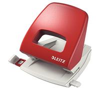 Leitz Perforatrice Sans Effort, Capacité 25 Feuilles, Rouge, Métal, Réglette de Guidage avec Repères, NeXXt, 50050025