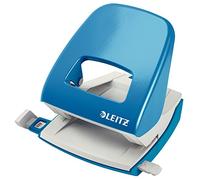 Leitz Perforatrice Sans Effort, Capacité 30 Feuilles, Bleu clair, Métal, Réglette de Guidage avec Repères, NeXXt, 50080030