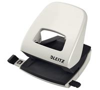 Leitz Perforatrice Sans Effort, Capacité 30 Feuilles, Gris clair, Métal, Réglette de Guidage avec Repères, NeXXt, 50080085