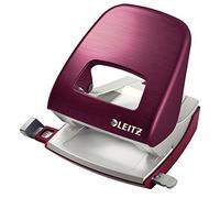 Leitz Perforatrice Sans Effort, Capacité 30 Feuilles, Rouge grenat, Métal, Réglette de Guidage avec Repères, Style, 50060028