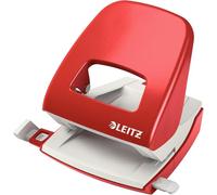 Leitz Perforatrice Sans Effort, Capacité 30 Feuilles, Rouge, Métal, Réglette de Guidage avec Repères, NeXXt, 50086025