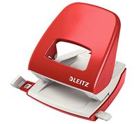 Leitz Perforatrice Sans Effort, Capacité 30 Feuilles, Rouge, Métal, Réglette de Guidage avec Repères, NeXXt, 50080025