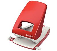 Leitz Perforatrice Sans Effort, Capacité 40 Feuilles, Rouge, Métal, Réglette de Guidage avec Repères, NeXXt, 51386025