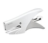 Leitz Pince Agrafeuse, Capacité 15 Feuilles, Blanc, Boîtier Métallique Ergonomique, Chargement par l'Arrière, Agrafes Incluses P2 (No. 10), Gamme Style, 55646004