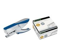 Leitz Pince Agrafeuse, Capacité 30 Feuilles, Bleu, Boîtier Métallique Ergonomique Avec Softgrip & Esselte Leitz Agrafes Power Performance P3, 24/6 mm, 30 feuilles, lot de 5000