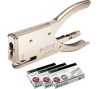 Leitz Pince agrafeuse Juwel en métal, 12 feuilles, mat, nickel (nickel, pince agrafeuse + 3 agrafes)