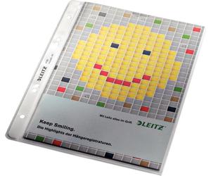 LEITZ Pochette extra-résistante A5 PP grainé 0,13 mm avec protection anti-déchirure 100 pochettes