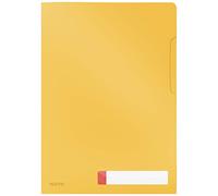 Leitz - Pochette plastique A4, Lot de 3, Capacité 40 Feuilles, Chemise de coin, Porte-Étiquette et Onglet d’Insertion, Protection Documents Sensibles, Jaune Cosy, 47080019