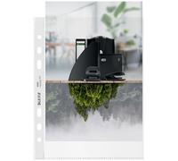 Leitz Pochettes A5, Lot de 25, Bande Plastique Perforée, Surface Mate Gaufrée, Épaisseur 100 Microns, 100% Recyclable, Écologique, Recycle, Transparent, 40020003