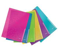 Leitz Pochettes-Coin, Gaufré, A4, Polypropylène 200 Microns, WOW, Couleurs Assorties, 40500099, Lot de 6
