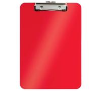 Leitz - Porte-bloc A4, Capacité 75 Feuilles, Clip Métallique Solide, Crochet de Suspension, Polystyrène, Rouge WOW, 39710026