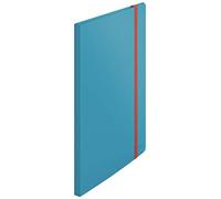 Leitz - Porte-Vues A4, 20 Pochettes Transparentes pour 40 Feuilles, 80 Vues, 3 Rabats, Bande Élastique, PP, Bleu Cosy, 46700019