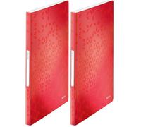Leitz - Porte-Vues A4, 40 Pochettes Transparentes, 80 Vues, Organisation et Présentation de Documents, Couverture Souple Polypropylène Durable, Usage Bureau Maison École, Rouge WOW, 46320023