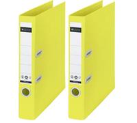 Leitz Recycle - Classeur à Levier 180°, Capacité 350 Feuilles A4, PP 100% Recyclable & Carton Recy co-Responsable & Neutre en CO2, Gamme Recycle, Jaune, 10190015 (Lot de 2)