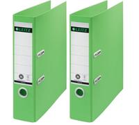 Leitz Recycle - Classeur à Levier 180°, Capacité 600 Feuilles A4, PP 100% Recyclable & Carton Recy co-Responsable & Neutre en CO2, Gamme Recycle, Vert, 10180055 (Lot de 2)