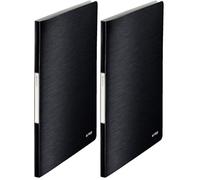 Leitz Reliure Protège-Documents A4, 40 Pochettes, 80 Pages, Pochettes Transparentes, Satin Noir, Style, 39590094 (Lot de 2)