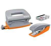 Leitz Set Mini-agrafeuse & Mini-perforateur Urban Chic – Jusqu'à 10 feuilles, agrafes incluses, Gris