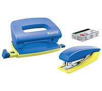 Leitz Set mini-agrafeuse et mini-perforateur Urban Chic jusqu'à 10 feuilles Agrafes incluses Bleu