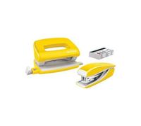 Leitz - Set Mini-Agrafeuse Et Perforateur Wow Jaune - Jaune
