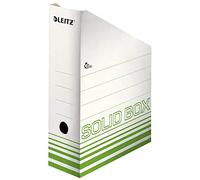 Leitz Solid Box 46070050 Lot de 10 boîtes d'archives en carton pour ranger magazines et dossiers au format A4 et américain Blanc/vert clair Dos 100 mm