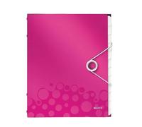 Leitz Trieur A4 WOW – 12 onglets, jusqu'à 200 feuilles, fermeture élastique, rose métallisé