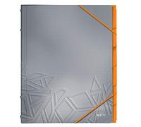 Leitz Trieur A4 avec 6 compartiments, Contient jusqu'à 200 Feuilles, Index Intégré à 6 Onglets, Fermeture Élastique, Gris, Urban Chic, 39 490 088