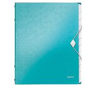 Leitz Trieur A4, Contient jusqu'à 200 Feuilles, Index Intégré à 12 Onglets, Fermeture Élastique, Menthe Métallisé, WOW, 46340051