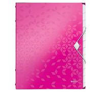 Leitz Trieur A4, Contient jusqu'à 200 Feuilles, Index Intégré à 12 Onglets, Fermeture Élastique, Rose Métallisé, WOW, 46340023