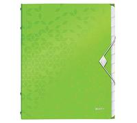 Leitz Trieur A4, Contient jusqu'à 200 Feuilles, Index Intégré à 12 Onglets, Fermeture Élastique, Vert, WOW, 46340054