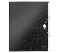 Leitz Trieur A4, Contient jusqu'à 200 Feuilles, Index Intégré à 6 Onglets, Fermeture Élastique, Noir, WOW, 46330095