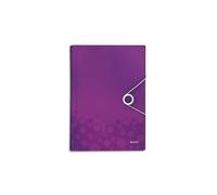 Leitz - Classeur Ménager, Trieur à Soufflets 6 Compartiments, 250 Feuilles A4, Fermeture Élastique, Rangement Documents Bureau École Maison, Plastique Souple, Violet WOW, 45890062