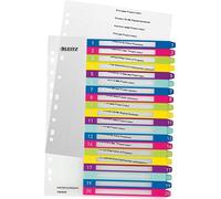 Leitz WOW 12450000 Lot de 6 intercalaires A4 avec couverture inscriptible sur PC et 20 intercalaires, onglets avec chiffres imprimés de 1 à 20, surdimensionnés, multicolores, en polypropylène