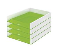 Leitz Wow 53611054 Lot de 4 corbeilles à courrier au format A4 Bicolore Blanc/vert