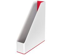 Leitz WOW 53621026 Lot de 4 range-revues A4 pour ranger des documents et des magazines, idéal pour le bureau, le bureau à domicile et l'école, design bicolore, blanc/rouge