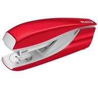 Leitz WOW - Agrafeuse de Bureau, Capacité 30 Feuilles, Design Ergonomique en Métal, Lot de 2000 Agrafes Inclus, Coloris Rouge (55022026)