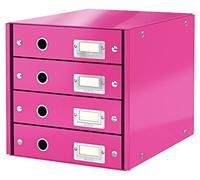 Leitz Wow Click & Store 60490023 Bloc de Classement à 4 Tiroirs A4 Rose