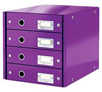Leitz Wow Click & Store 60490062 Bloc de Classement à 4 Tiroirs A4 Violet