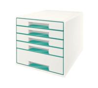 Leitz Wow Cube Module De Classement De Bureau Plastique Turquoise Et Blanc