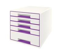 Leitz Wow Desk Cube 5 Drawers 1 Large And 4 Small Buc Drawers Blanc Enfants