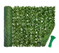 LEIVESTE Fausse haie pour clôture, haie artificielle pour balcon extérieur, maille panneaux décoratifs pour jardin, confidentialité et ombrage 40 colliers verts offerts (Edera, 1,5 x 3 m)