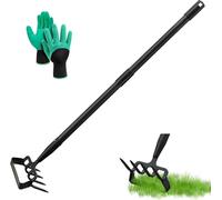LEJIEYIN Bineuse de jardin 170cm - Bineuse manuelle en acier inoxydable avec râteau à pointes 4 dents 2-en-1