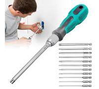 LEKEFETO Lot de 12 embouts Torx, tournevis et 11 embouts Torx de 100 mm, T6, T7, T8, T9, T10, T15, T20, T25, T27, T30, T40 pour vis profilées en T, marteau perforateur, visseuse sans fil