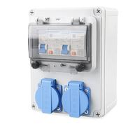 LEKEFETO Répartiteur de courant de construction Distributeur mural avec interrupteur FI Interrupteur : monophasé CEE 16A 3P prise et prise Schuko, distributeur de courant 230 V, distributeur de prises