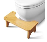 LEKEFETO Tabouret WC en bambou pour adulte, repose-pieds antidérapant, repose-pieds en bois, ergonomique pour salle de bain, cuisine, salon - Naturel