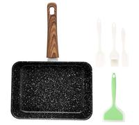 LEKEFETO Tamagoyaki Poêle rectangulaire japonaise avec poignée amovible, poêle à râper avec revêtement antiadhésif pour œufs, bacon, cuisine à la maison, 15,5 x 19 cm