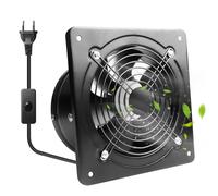 LEKEFETO Ventilateur extracteur 150 mm avec clapet anti-retour, puissant en acier inoxydable, ventilateur mural 600 m³/h, pour cuisine, salle de bain, garage, atelier, noir