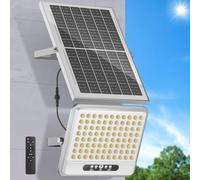 LEKIA Lampe Solaire Exterieur 3000K/4500K/6500K, 12000mAH Projecteur Solaire Exterieur IP65 Étanche Lumiere Solaire avec Télécommande, Lampe de Sécurité avec 5M Câble pour Parking, Garage(1 Pièces)