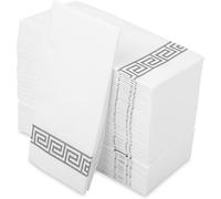 LEKOCH Lot de 50 serviettes jetables en papier Airlaid de qualité - Toucher lin - Pour fêtes de mariage, Noël - 43 x 30 cm - Gris classique