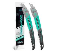 LEKOMESH Lot de 2 lames de scie sabre avec dents japonaises 230 mm - Bord arqué - Pour bois 230 mm - 6 TPI - Pour tailler les arbres, couper le bois